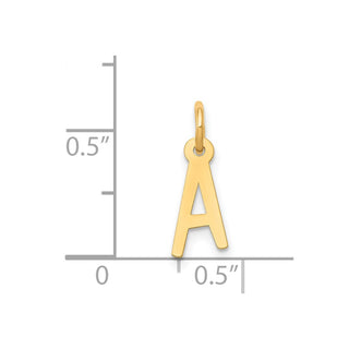14k Yellow Gold Small Slanted Block Initial A Charm