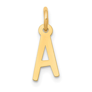 14k Yellow Gold Small Slanted Block Initial A Charm