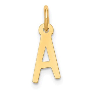 14k Yellow Gold Small Slanted Block Initial A Charm