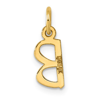 14k Yellow Gold Small Slanted Block Initial B Charm