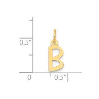 14k Yellow Gold Small Slanted Block Initial B Charm