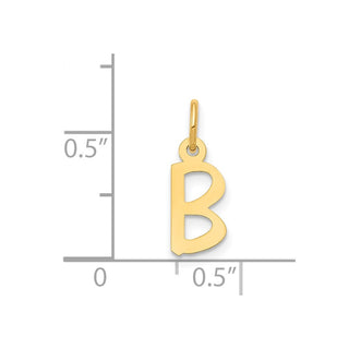 14k Yellow Gold Small Slanted Block Initial B Charm