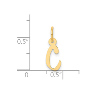 14k Yellow Gold Small Slanted Block Initial C Charm