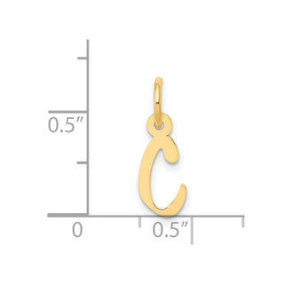 14k Yellow Gold Small Slanted Block Initial C Charm