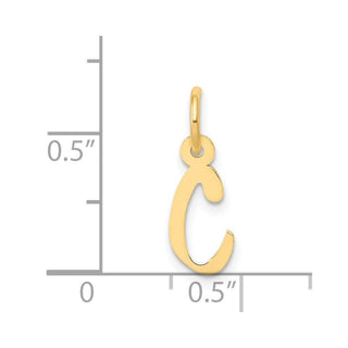 14k Yellow Gold Small Slanted Block Initial C Charm
