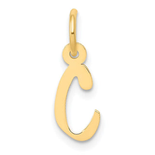 14k Yellow Gold Small Slanted Block Initial C Charm