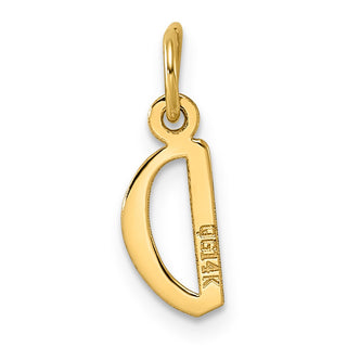 14k Yellow Gold Small Slanted Block Initial D Charm