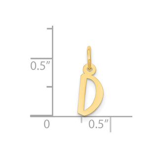 14k Yellow Gold Small Slanted Block Initial D Charm