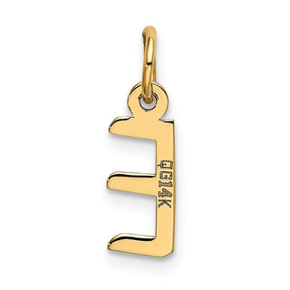 14k Yellow Gold Small Slanted Block Initial E Charm