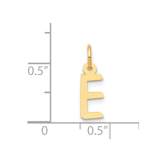14k Yellow Gold Small Slanted Block Initial E Charm