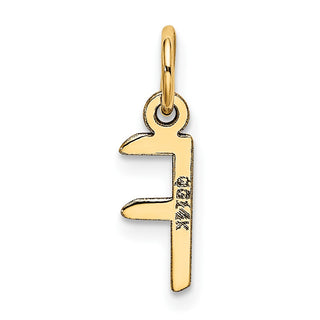 14k Yellow Gold Small Slanted Block Initial F Charm