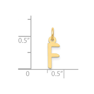 14k Yellow Gold Small Slanted Block Initial F Charm
