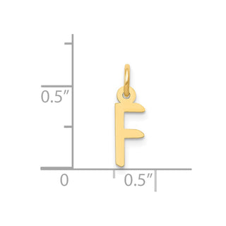 14k Yellow Gold Small Slanted Block Initial F Charm