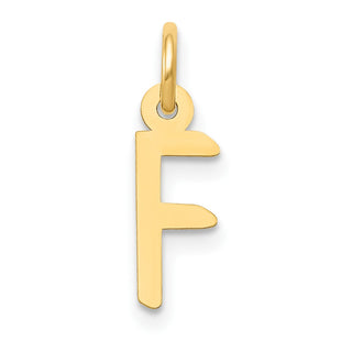 14k Yellow Gold Small Slanted Block Initial F Charm