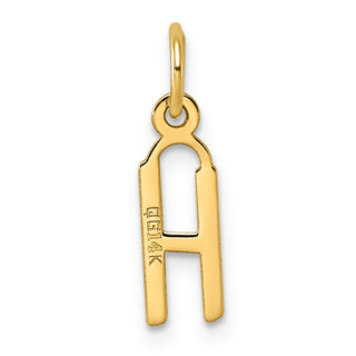14k Yellow Gold Small Slanted Block Initial H Charm