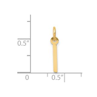 14k Yellow Gold Small Slanted Block Initial I Charm