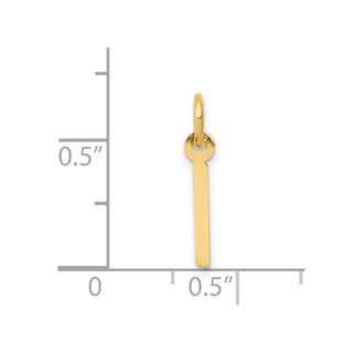 14k Yellow Gold Small Slanted Block Initial I Charm