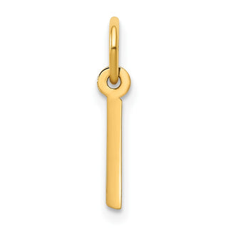 14k Yellow Gold Small Slanted Block Initial I Charm