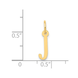 14k Yellow Gold Small Slanted Block Initial J Charm
