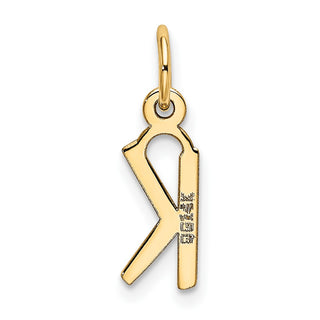 14k Yellow Gold Small Slanted Block Initial K Charm