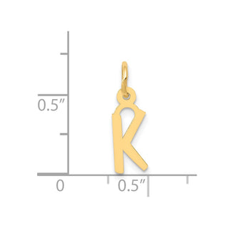14k Yellow Gold Small Slanted Block Initial K Charm