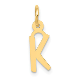 14k Yellow Gold Small Slanted Block Initial K Charm
