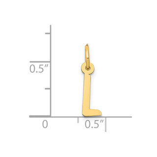 14k Yellow Gold Small Slanted Block Initial L Charm