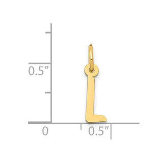 14k Yellow Gold Small Slanted Block Initial L Charm