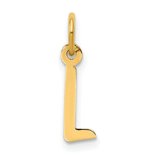 14k Yellow Gold Small Slanted Block Initial L Charm