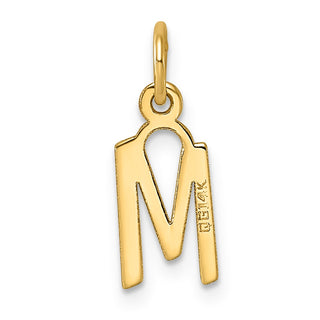 14k Yellow Gold Small Slanted Block Initial M Charm