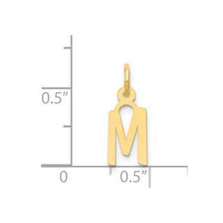 14k Yellow Gold Small Slanted Block Initial M Charm