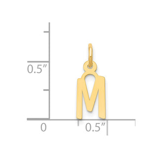 14k Yellow Gold Small Slanted Block Initial M Charm