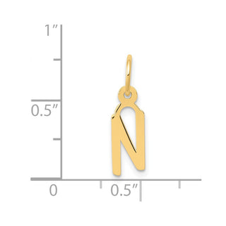 14k Yellow Gold Small Slanted Block Initial N Charm