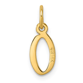 14k Yellow Gold Small Slanted Block Initial O Charm