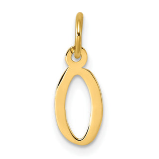 14k Yellow Gold Small Slanted Block Initial O Charm