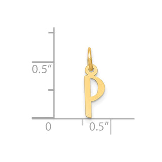 14k Yellow Gold Small Slanted Block Initial P Charm