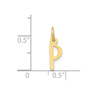 14k Yellow Gold Small Slanted Block Initial P Charm