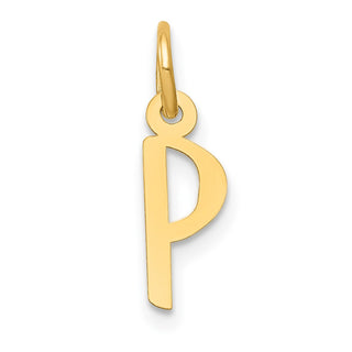 14k Yellow Gold Small Slanted Block Initial P Charm