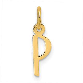 14k Yellow Gold Small Slanted Block Initial P Charm