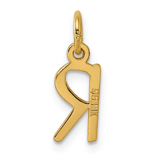14k Yellow Gold Small Slanted Block Initial R Charm