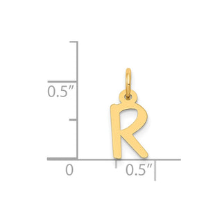 14k Yellow Gold Small Slanted Block Initial R Charm