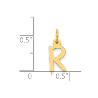 14k Yellow Gold Small Slanted Block Initial R Charm