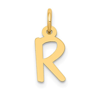 14k Yellow Gold Small Slanted Block Initial R Charm