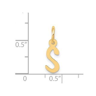 14k Yellow Gold Small Slanted Block Initial S Charm