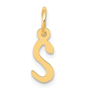 14k Yellow Gold Small Slanted Block Initial S Charm