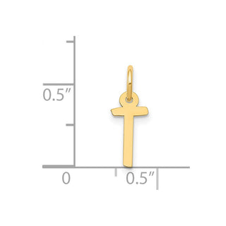 14k Yellow Gold Small Slanted Block Initial T Charm