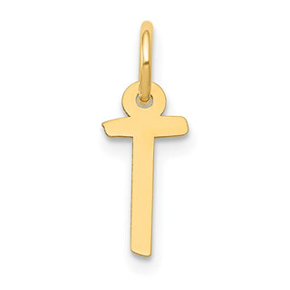 14k Yellow Gold Small Slanted Block Initial T Charm