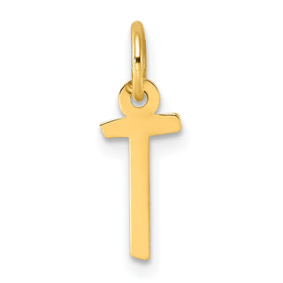 14k Yellow Gold Small Slanted Block Initial T Charm