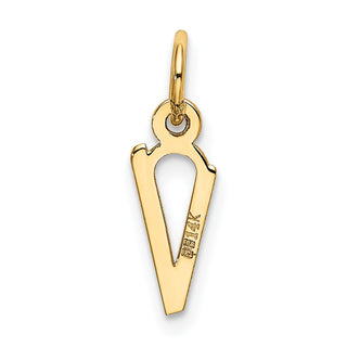 14k Yellow Gold Small Slanted Block Initial V Charm