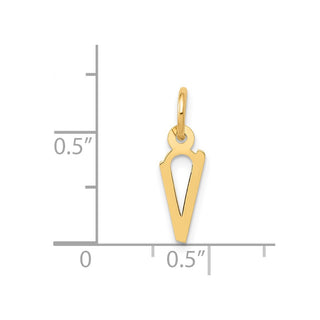 14k Yellow Gold Small Slanted Block Initial V Charm